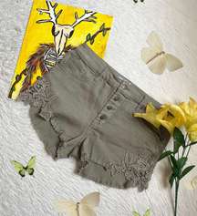 Y2k Mossimo embroidered lace distressed hem high rise shorts