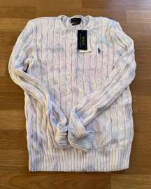 NWT  Ralph Lauren Pima Cotton Sweater White Tye Dyed