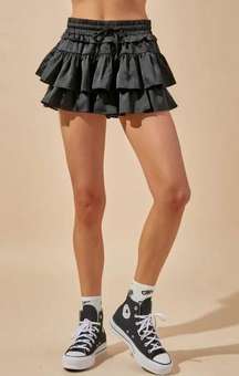 Satin Ruffle Mini Skort 