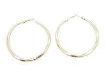 Vintage Twisted Hoop Gold Tone Earrings Clip On 2.25"