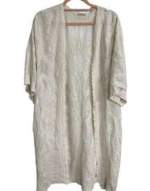 WOVEN HEART cream embroidered kimono. Size: Medium