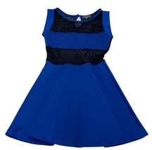 Gracia Dress Womens Medium Blue Black Colorblock Mesh Jeweled Fit Flare Mini