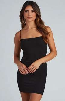 Ribbed Black Bodycon Dress