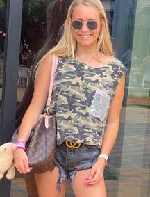 POL CAMO TANK WITH SEQUIN POCKET