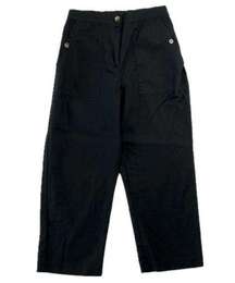 All Row Women’s Linen Blend Small Capri Wide Leg Pants Stretch Waist