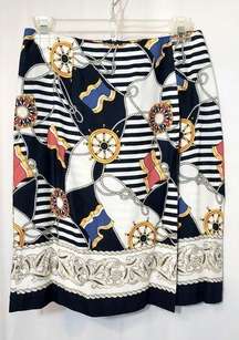 KATHIE LEE COLLECTION Vintage 90’s Nautical Sailor Beach Wrap Pencil Mini Skirt