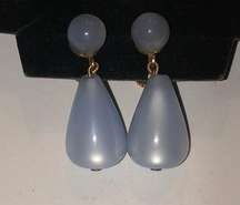 Vintage Blue Moon Glow Dangling Screw Back Earrings