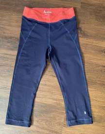 Boden Size 2 Capri Yoga Leggings Navy Blue / Tangerine