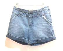 North crest cuffed blue jean shorts s10