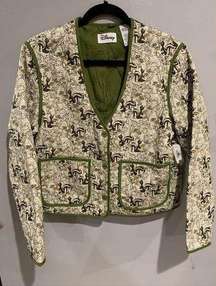 Quilted Disney BAMBI Jacket-NEW Embroidered Flower Women’s Fall Ret$70 Medium