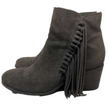 Women’s Reaction Kenneth Cole Gray “Rowdy” Heeled Booties with Fringe Size 7.5