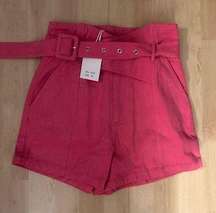 NEW CHERYL CO COTTON HIGH WAIST BELTED SHORTS 2