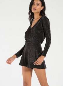 n:Philanthropy Fire Sparkle Long Sleeve Romper in Black size Small