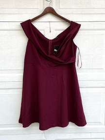 NWT Eloquii Womens Dress Maroon Off The Shoulder Fit Flare V Neck Plus 18