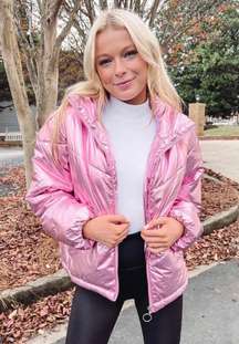 Pink Metallic Puffer Coat