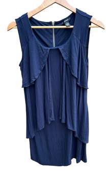 Sleeveless Ruffle Dress Navy Size Medium