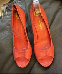Jessica Simpson Peach pink Leather Wedges size 9