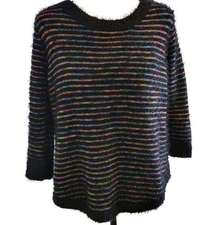 John Paul Richard Petite Medium Super Soft 3/4 Sleeve Striped Sweater