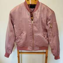 Love Tree Pink Bomber Jacket S Gold Accents