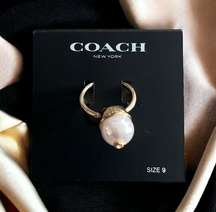 Coach Gold Pearl Ring with Signature “C” Size 9 New w/Tag