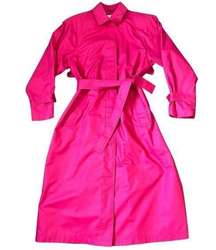 Vintage London Fog Trenchcoat Pink Long Jacket Button Front Outerwear Bold 6 Reg