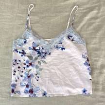 NWOT In Bloom By Jonquil Satin And Lace Floral Pajama Tank Sz Small