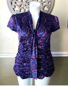 Style & co purple paisley button blouse,18W