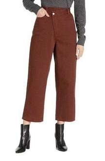 C/MEO Collective Cross Over Wide Leg Cropped Jeans in Mahogany Size 4 NWT