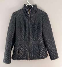 Gallery New York Faux Leather Quilted Jacket Full Zip Size Medium