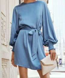 Skylar Rose Blue Satin Dress