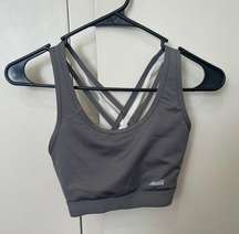 grey straps sports bra