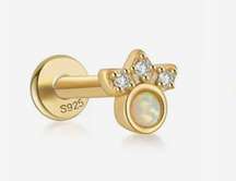 18K/925 Micro Mini Opal Sunrise Screw Back Earrings