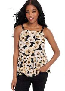 Maurices | NEW! Black & Yellow Floral Print Peplum Tank size 3X