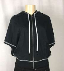 Energie black and white hooded zippered top NWT