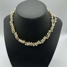 Vintage gold tone and pearl costume jewelry necklace. 30” flat