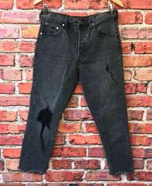 Black  Revolve Distressed High Waisted Straight Leg Jeans