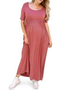 Ingrid & Isabel Dark Pink Elbow Sleeve Maternity Dress Size Medium