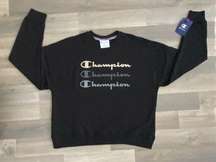 Pullover Womans Large Black Powerblend Relaxed Crewneck Fleece Sweater