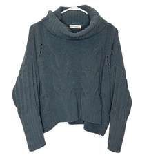 Moon & Madison Blue-Gray Plush Cowl Neck Knit Sweater