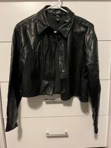 Cropped Black Leather Jacket