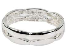 NEW Bandolino Silver-Tone Sectional Stretch Bracelet, 8"