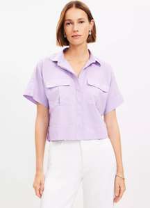 Loft Cotton Blend Modern Drop Shoulder Pocket Shirt