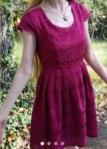 Flying Tomato Short Sleeve Red Lace Eyelet Dress. Size Large NWT