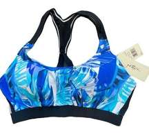 Gottex Free Sport SZ 36D Racerback Swim Bikini Top Padded Molded Lined Blue New