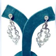 Brighton silver swirl earrings with clear crystals. 2 3/4” long. Pre owned.