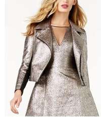 SB by Sachin & Babi Cropped Metallic Zip Up Moto Jacket