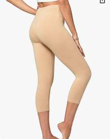 Conceited High Waist Soft Yoga cropped Leggings nude tan beige OSFM