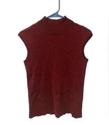 Cold water Creek S Turtle Neck Tank Top Sparkly Red Holiday Swank top Christmas