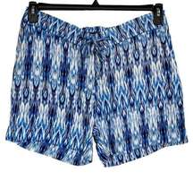 Caribbean Joe Large Shorts Abstract High-Rise Pockets Elastic Waist Blue Hue New