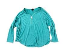 Alfani Aqua Quarter Zip Blouse Top